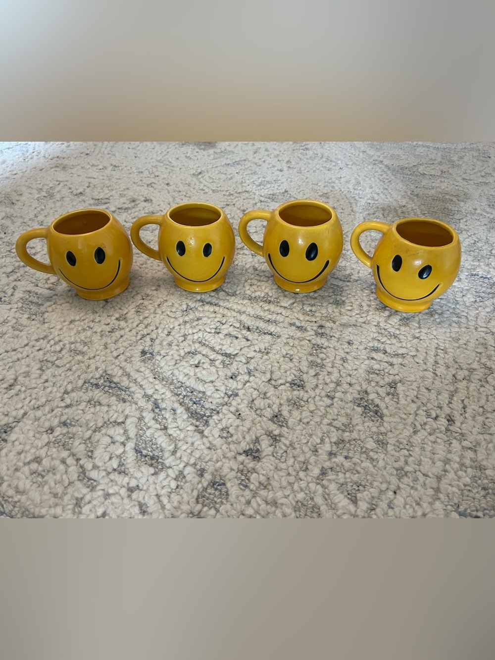 Vintage 1970s McCoy Pottery Smiley Face Mugs Set of 4 Made in USA
